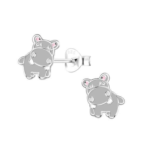 Nilpferd Kinder Ohrringe 925 Silber