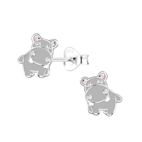 Nilpferd Kinder Ohrringe 925 Silber