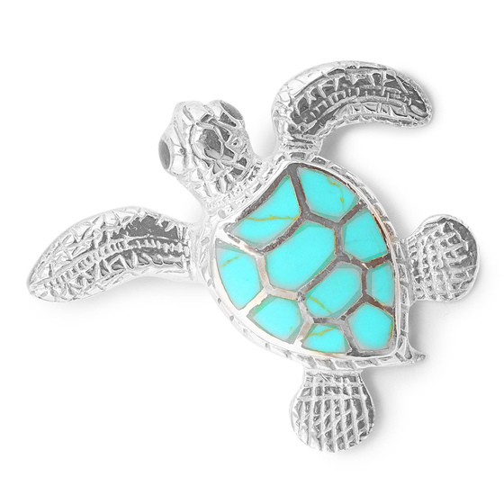 Auf dem Bild zu sehen ist ein Damen Anhnger mit einer Schildkrte aus 925 Sterling Silver echt Silber mit Howlith Stein Trkis