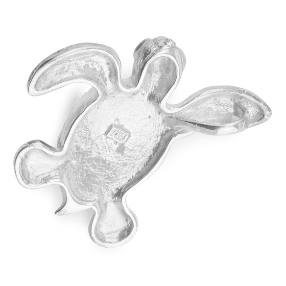 Das Bild mit Beschreibung zeigt ein Damen Anhnger mit einer Schildkrte aus 925 Sterling Silver echt Silber mit Howlith Stein Trkis