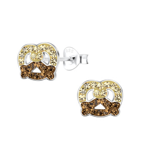 Brezel Kinder Ohrringe 925 Silber