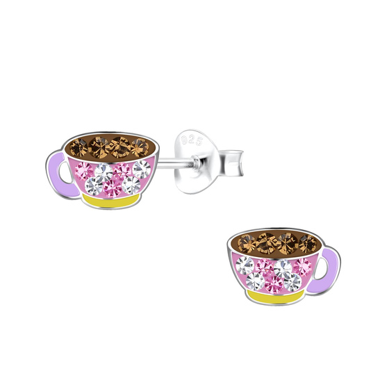 Teetasse Kinder Ohrringe 925 Silber