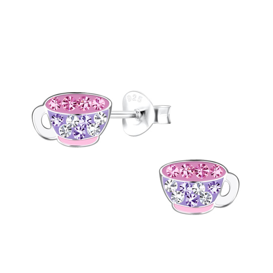 Teetasse Kinder Ohrringe 925 Silber