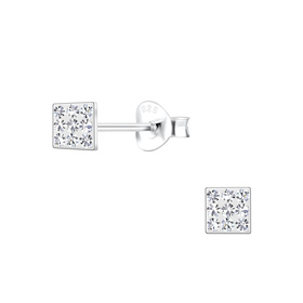 Quadratische Kinder Ohrringe 925 Silber