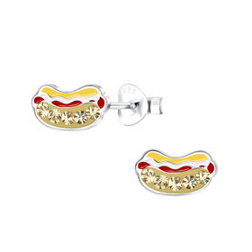 Hot Dog Kinder Ohrringe 925 Silber