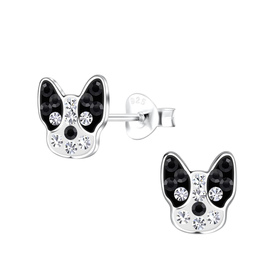 Franz�sische Bulldoggen Kinder Ohrringe 925 Silber