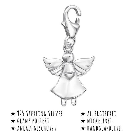 Das Bild mit Beschreibung zeigt Kinder Anhnger Schutzengel Anhngerclip aus 925 Sterling Silver echt Silber