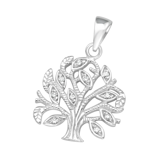 Auf dem Bild zu sehen sind Damen Anh�nger Lebensbaum aus 925 Sterling Silver echt Silber mit 10 Kristallen