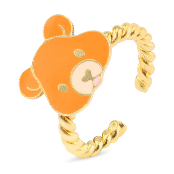 Auf dem Bild zu sehen ist ein Damen Ring mit Br aus Messing Gold plattiert mit Emaille handbemalt