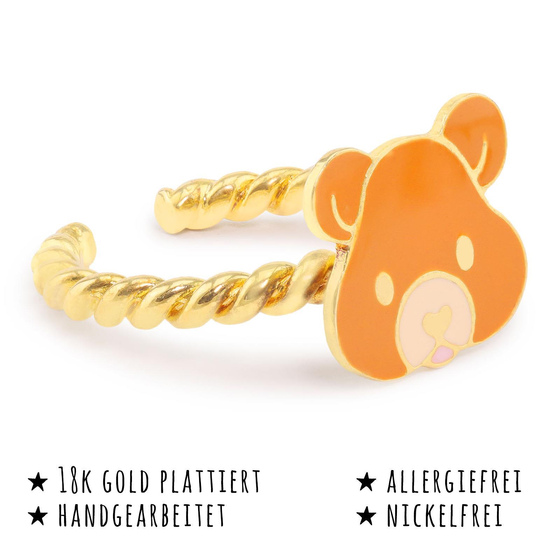 Das Bild mit Beschreibung zeigt ein Damen Ring mit Br aus Messing Gold plattiert mit Emaille handbemalt