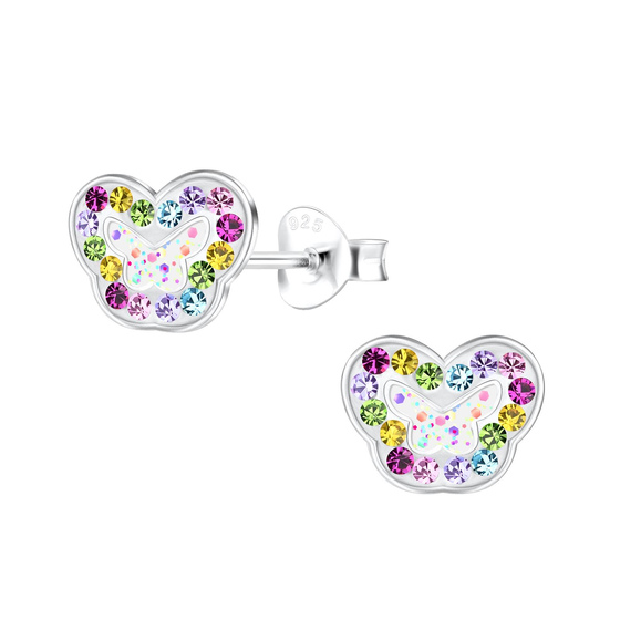Schmetterling und Regenbogen Kinder Ohrringe 925 Silber