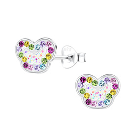 Schmetterling und Regenbogen Kinder Ohrringe 925 Silber