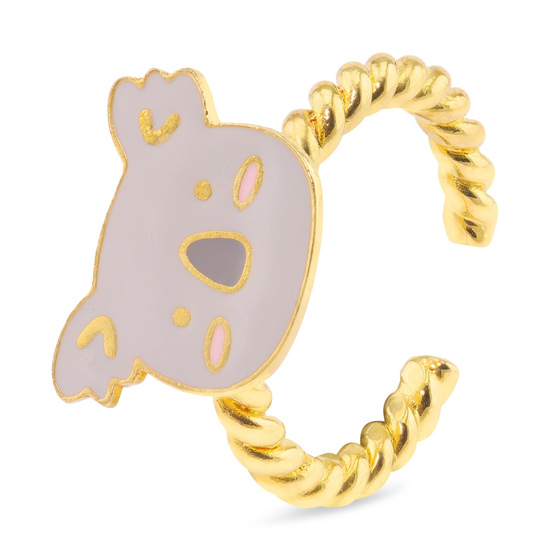 Auf dem Bild zu sehen ist ein Damen Ring mit Koalabr aus Messing Gold plattiert mit Emaille handbemalt