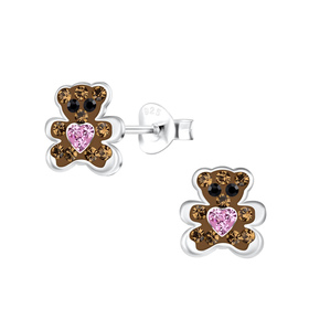 B�ren Kinder Ohrringe 925 Silber