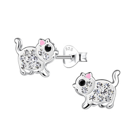 Katzen Kinder Ohrringe 925 Silber