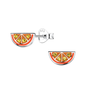 Orangen Kinder Ohrringe 925 Silber