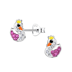 Schwan Kinder Ohrringe 925 Silber