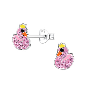 Schwan Kinder Ohrringe 925 Silber