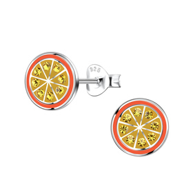 Orangen Kinder Ohrringe 925 Silber