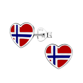 Norwegen Herz Kinder Ohrringe 925 Silber
