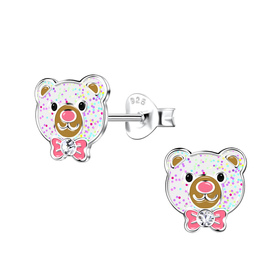 B�ren Kinder Ohrringe 925 Silber