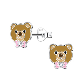 B�ren Kinder Ohrringe 925 Silber