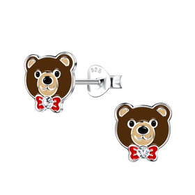 B�ren Kinder Ohrringe 925 Silber