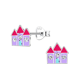 Schloss Kinder Ohrringe 925 Silber