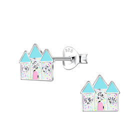 Schloss Kinder Ohrringe 925 Silber