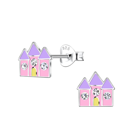 Schloss Kinder Ohrringe 925 Silber