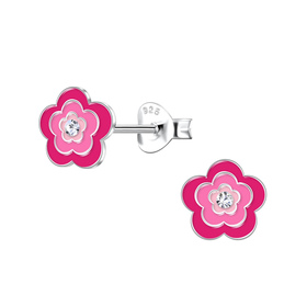 Blumen Kinder Ohrringe 925 Silber