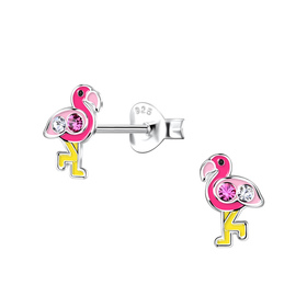 Flamingo Kinder Ohrringe 925 Silber