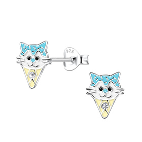 Katzen-Eis Kinder Ohrringe 925 Silber