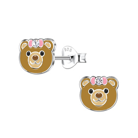 B�ren Kinder Ohrringe 925 Silber