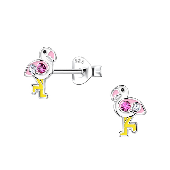 Flamingo Kinder Ohrringe 925 Silber