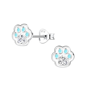 Pfotenabdruck Kinder Ohrringe 925 Silber