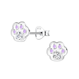 Pfotenabdruck Kinder Ohrringe 925 Silber