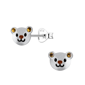 B�ren Kinder Ohrringe 925 Silber