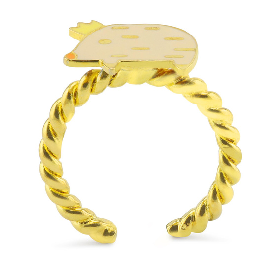 Schwein mit Krone Ring vergoldet