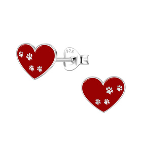 Pfoten Herz Kinder Ohrringe 925 Silber