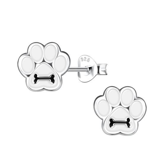 Pfotenabdruck Kinder Ohrringe 925 Silber