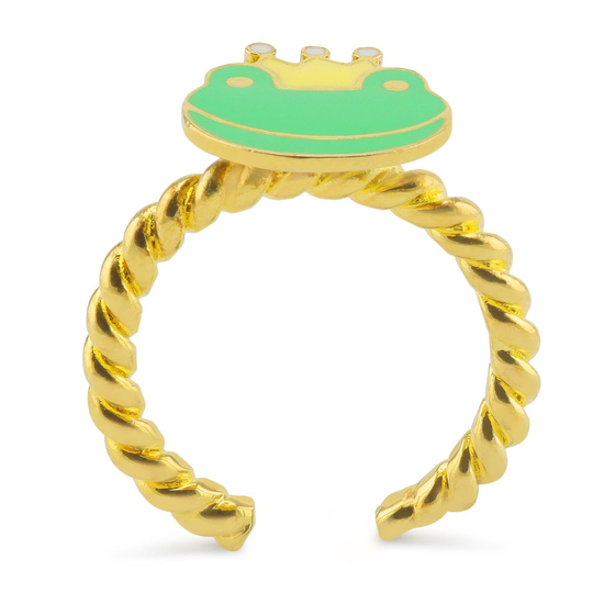 Froschknig mit Krone Ring vergoldet