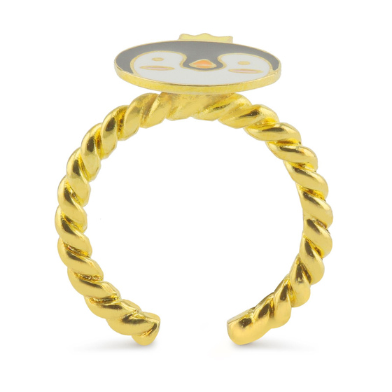 Pinguin mit Krone Ring vergoldet