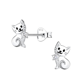 Katzen Kinder Ohrringe 925 Silber