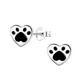 Pfotenabdruck Kinder Ohrringe 925 Silber
