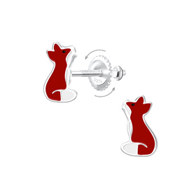 Fuchs Kinder Ohrringe Schraubverschluss 925 Silber
