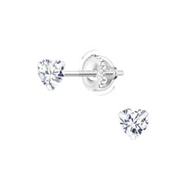 4mm Herz Zirconia Kinder Ohrringe Schraubverschluss 925...