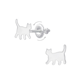 Katzen Kinder Ohrringe Schraubverschluss 925 Silber
