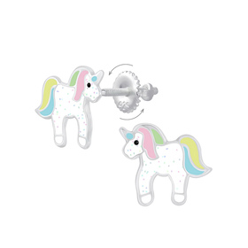 Einhorn Kinder Ohrringe Schraubverschluss 925 Silber