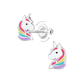 Einhorn Kinder Ohrringe Schraubverschluss 925 Silber
